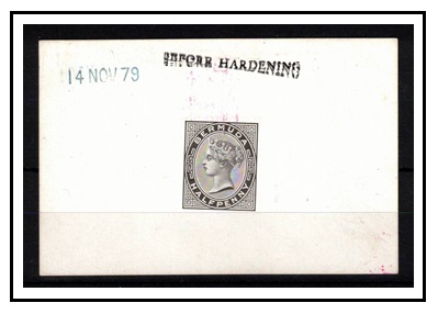 BERMUDA - 1880 1/2d (SG type 9) DIE PROOF dated and handstamped BEFORE HARDENING. 