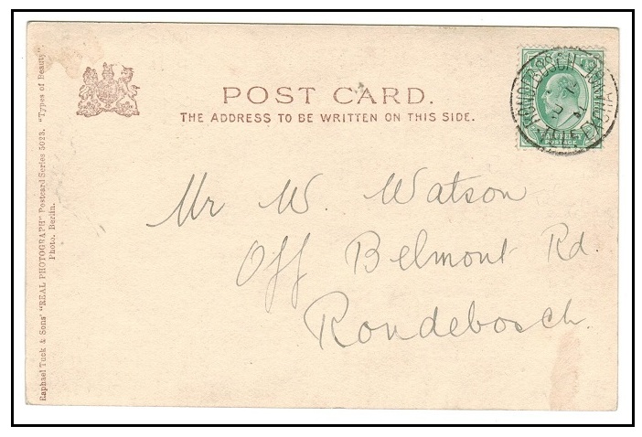 CAPE OF GOOD HOPE - 1911 1/2d rate postcard used at RONDEBOSCH TELE EXCHANGE.