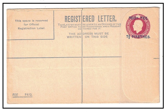 BRITISH LEVANT - 1922 7 1/2p on 4 1/2d claret RPSE (size G) unused with 