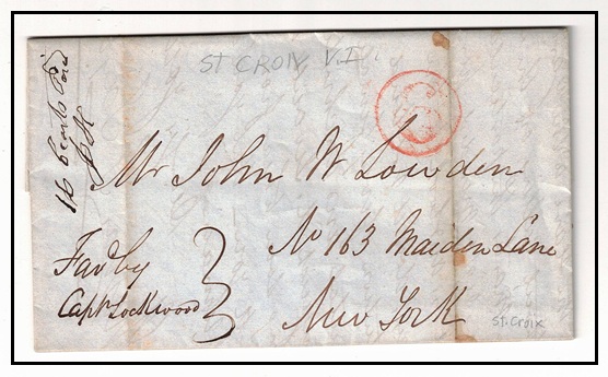 BRITISH VIRGIN ISLANDS - 1848 stampless entire to USA used at West End-St.Croix.