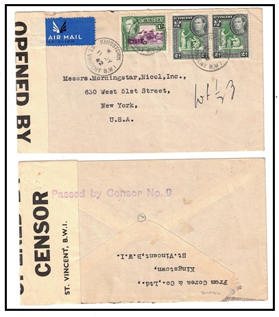 ST.VINCENT - 1942 1/- + 4d rate 