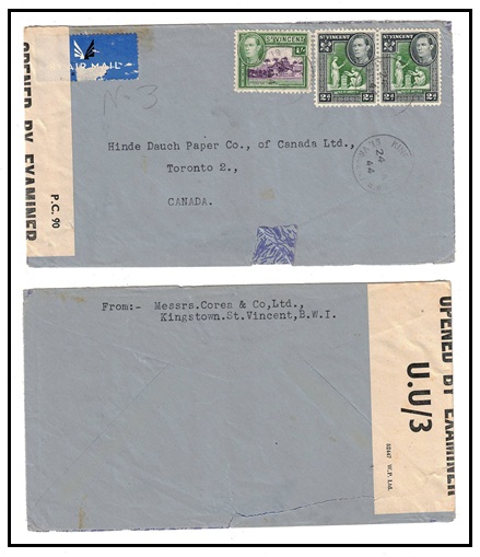 ST.VINCENT - 1944 1/- + 4d rated 