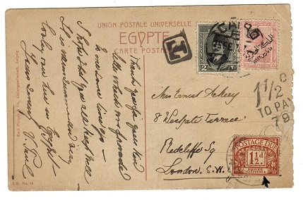 EGYPT - 1922 underpaid picture postcard to UK from CAIRO.