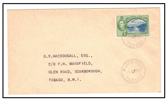 TRINIDAD AND TOBAGO - 1948 1c rate local cover used at MASON HALL/TOBAGO.