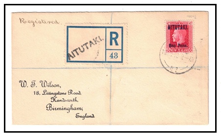 AITUTAKI - 1918 6d rate registered 