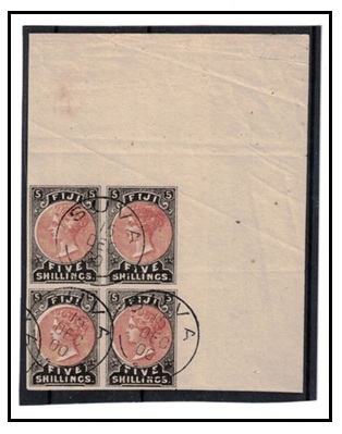 FIJI - 1882 5/- dull red and black IMPERFORATE cto