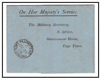 CAPE OF GOOD HOPE - 1899 use of O.H.M.S. letter sheet used at PLUMSTEAD.
