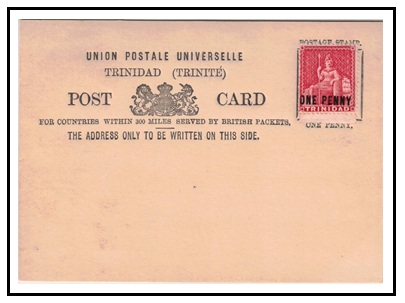 TRINIDAD AND TOBAGO - 1882 black on white postal stationery postcard mint.  H&G 3.