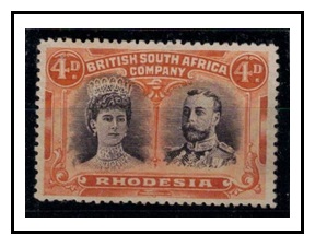 RHODESIA - 1910-13 4d brown purple & orange 
