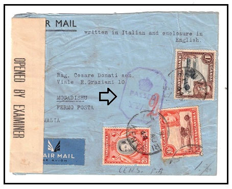 B.O.F.I.C. - 1944 inward cover from Kenya with 