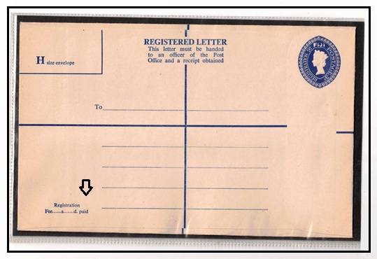 FIJI - 1963 3d+9d dark blue RPSE (size H) with DOT fine unused.