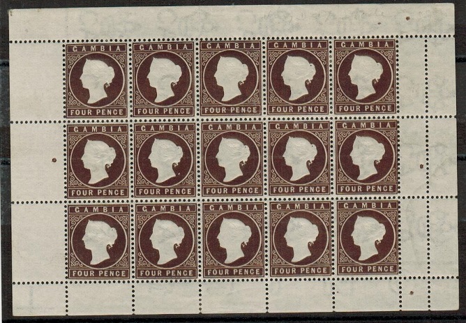 GAMBIA - 1886-93 4d deep brown 