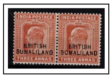 SOMALILAND - 1903 3a fine mint horizontal pair showing the SUMALILAND variety. SG 28b.
