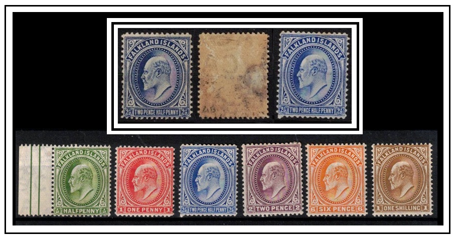 FALKLAND ISLANDS - 1912 2 1/2d deep blue mint with gum fault. SG 46b.