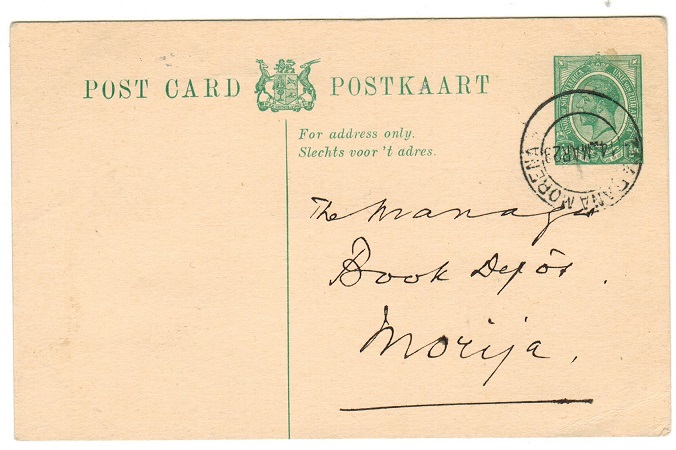 BASUTOLAND - 1917-26 1/2d green PSC of South Africa used locally at THABANA MORENA.  H&G 4.