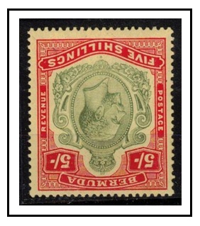 BERMUDA - 1918-22 5/- green and red on pale yellow very fine mint with INVERTED WATERMARK.  SG 53dx.