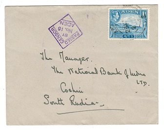 ADEN - 1942 PASSED BY CENSOR/No.16 cover to India.