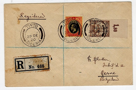 CAMEROONS - 1920 combination cover to Switzerland used at TINTO.