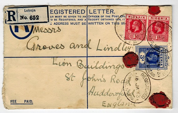 NIGERIA - 1923 3d RPSE uprated with 1d (x2) to UK used at LOKOJA. H&G 3.