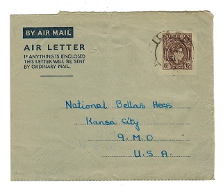 NIGERIA - 1948 6d postal stationery air letter addressed to USA cancelled ILARO. H&G 1.
