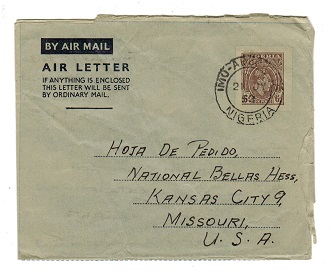 NIGERIA - 1948 6d postal stationery air letter addressed to USA cancelled IMO ABEOKUTA . H&G 1.
