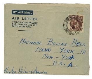 NIGERIA - 1948 6d postal stationery air letter addressed to USA cancelled IBADAN. H&G 1.
