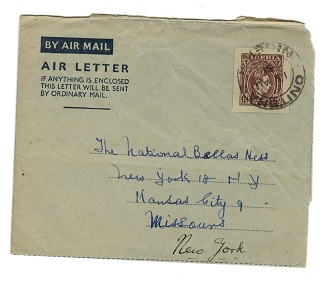 NIGERIA - 1948 6d postal stationery air letter addressed to USA cancelled ONITSHA. H&G 1.
