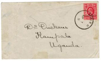 UGANDA - 1909 cover to Kampala with 6c UGANDA REVENUE used at MBALE. One of only 6 known covers.