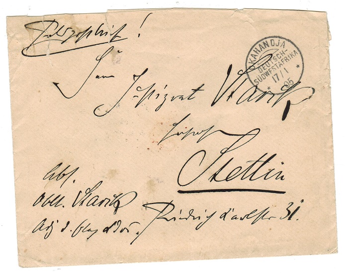 SOUTH WEST AFRICA - 1905 stampless cover from OKAHANDJA.