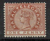 NATAL - 1881 1d brown NATAL TELEGRAPH adhesive in mint condition.