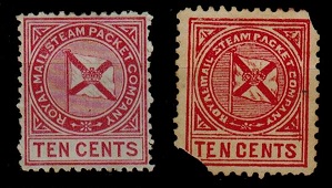 COLONIAL PROOFS - 1875 10c red ROYAL MAIL STEAMER PACKET COMPANY stamp.