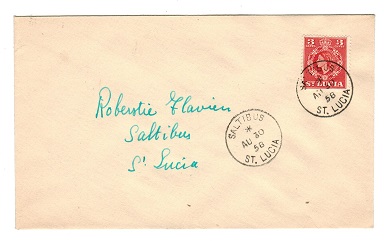 ST.LUCIA - 1958 cover addressed locally bearing 3c used at SALTIBUS.