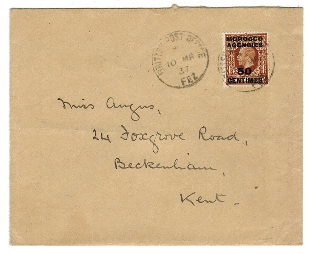 MOROCCO AGENCIES - 1937 cover to UK used at FEZ.