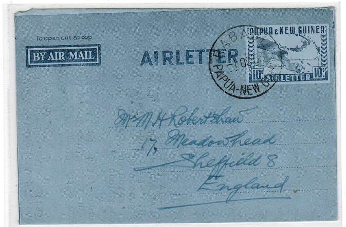 PAPUA - 1953 10c air letter to UK used from RABAUL.  H&G 1.