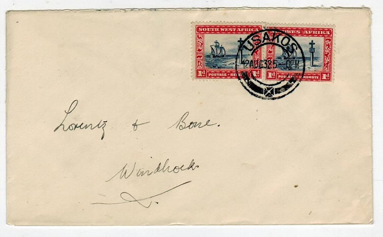 SOUTH WEST AFRICA - 1932 local cover used at USAKOS.