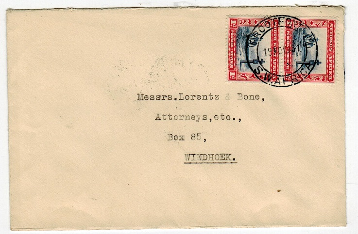 SOUTH WEST AFRICA - 1931 local cover used at GROOTFONTEIN.