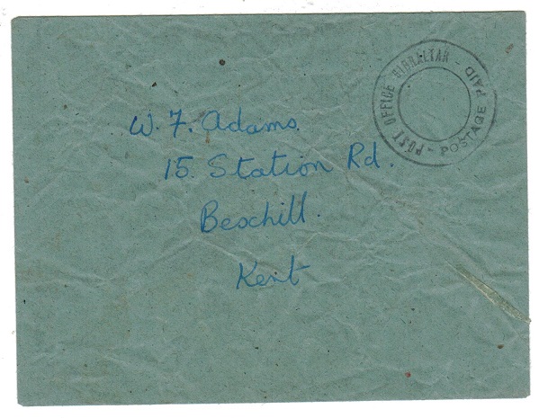 GIBRALTAR - 1948 POST OFFICE GIBRALTAR/POST PAID cover to UK.
