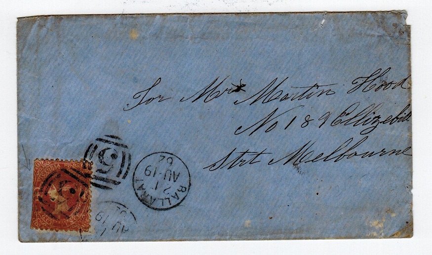 VICTORIA - 1862 4d local cover from BALLARAT.