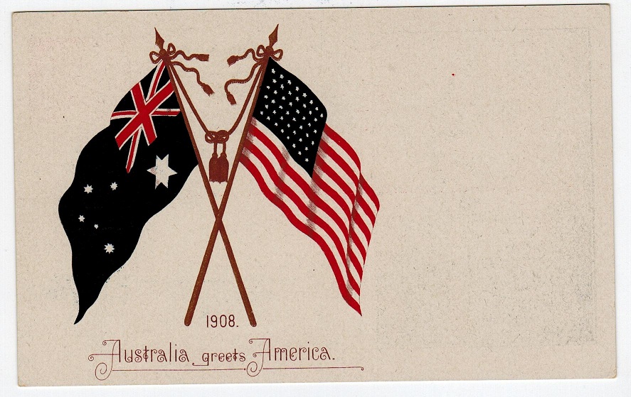 VICTORIA - 1908 1 1/2d PSC unused printed for AUSTRALIA GREETS AMERICANS.  H&G 31.