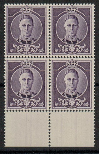 COLONIAL PROOFS - 1937 (circa) KGVI ESSAY block of four in violet without value expressed.