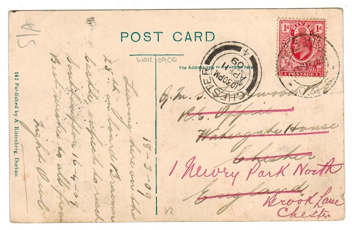 ORANGE RIVER COLONY - 1909 postcard to UK used at KINGS HILL.