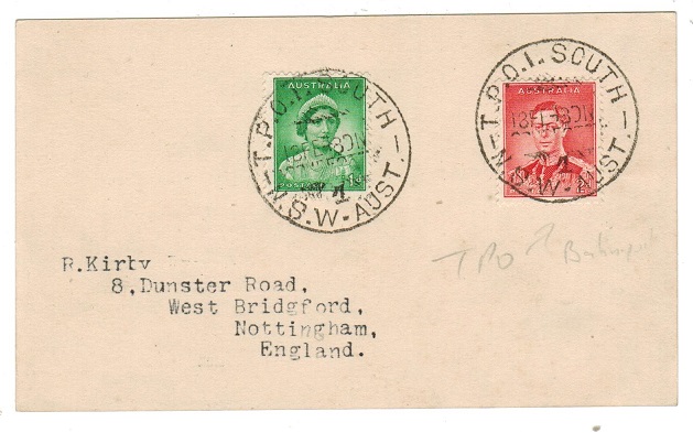 AUSTRALIA - 1948 postcard to UK used at T.P.O. 1/SOUTH/NSW