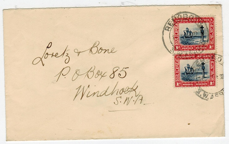 SOUTH WEST AFRICA - 1932 local cover used at REHOBOTH.