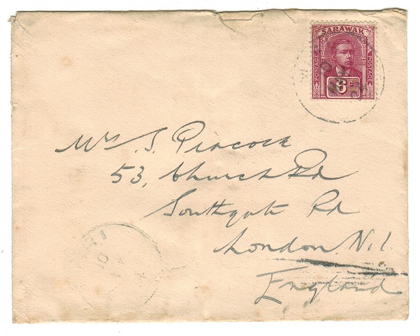 SARAWAK - 1924 cover to UK at 6c rate used at MIRI.