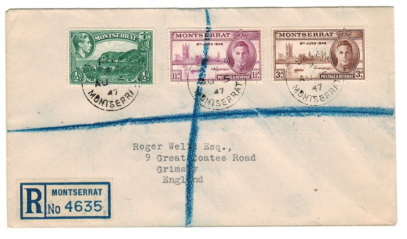 MONTSERRAT - 1947 registered cover to UK used at SALEM.