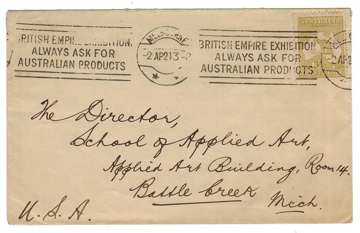 AUSTRALIA - 1924 cover to USA with 3d 