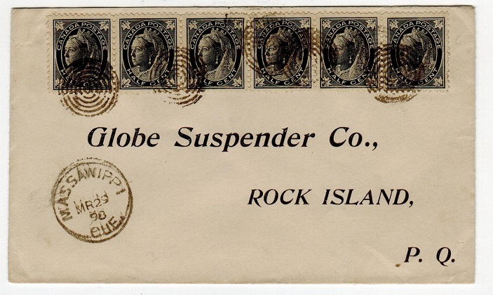 CANADA - 1898 cover to Rock Island with 1/2c black (x6) used at NASSAWIPPI.