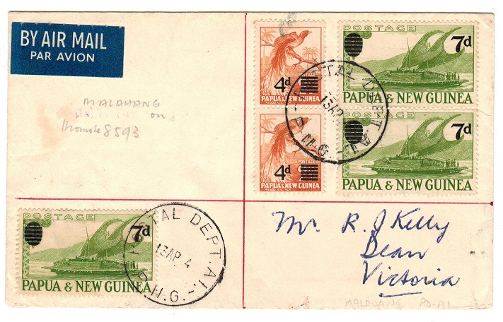 PAPUA NEW GUINEA - 1964 registered cover to Victoria used at POSTAL DEPT A.I.