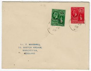 BRITISH VIRGIN ISLANDS - 1926 1d PSE uprated used.  H&G 3.
