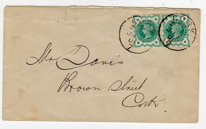 IRELAND - 1901 local cover bearing GB 1/2d pair tied CORK/7.